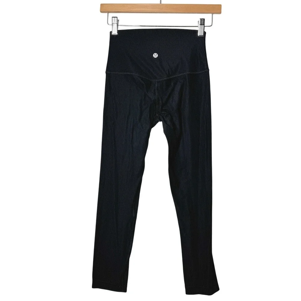 Lululemon Align High Rise Ribbed Pants 23 In Black Leggings Womens Size 4